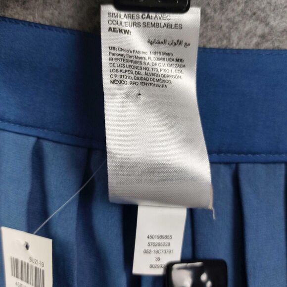 Chicos Skirt Sz 3 US16 Blue Pleated Maxi Flowy Lightweight Dressy Wear to Work - Picture 10 of 12